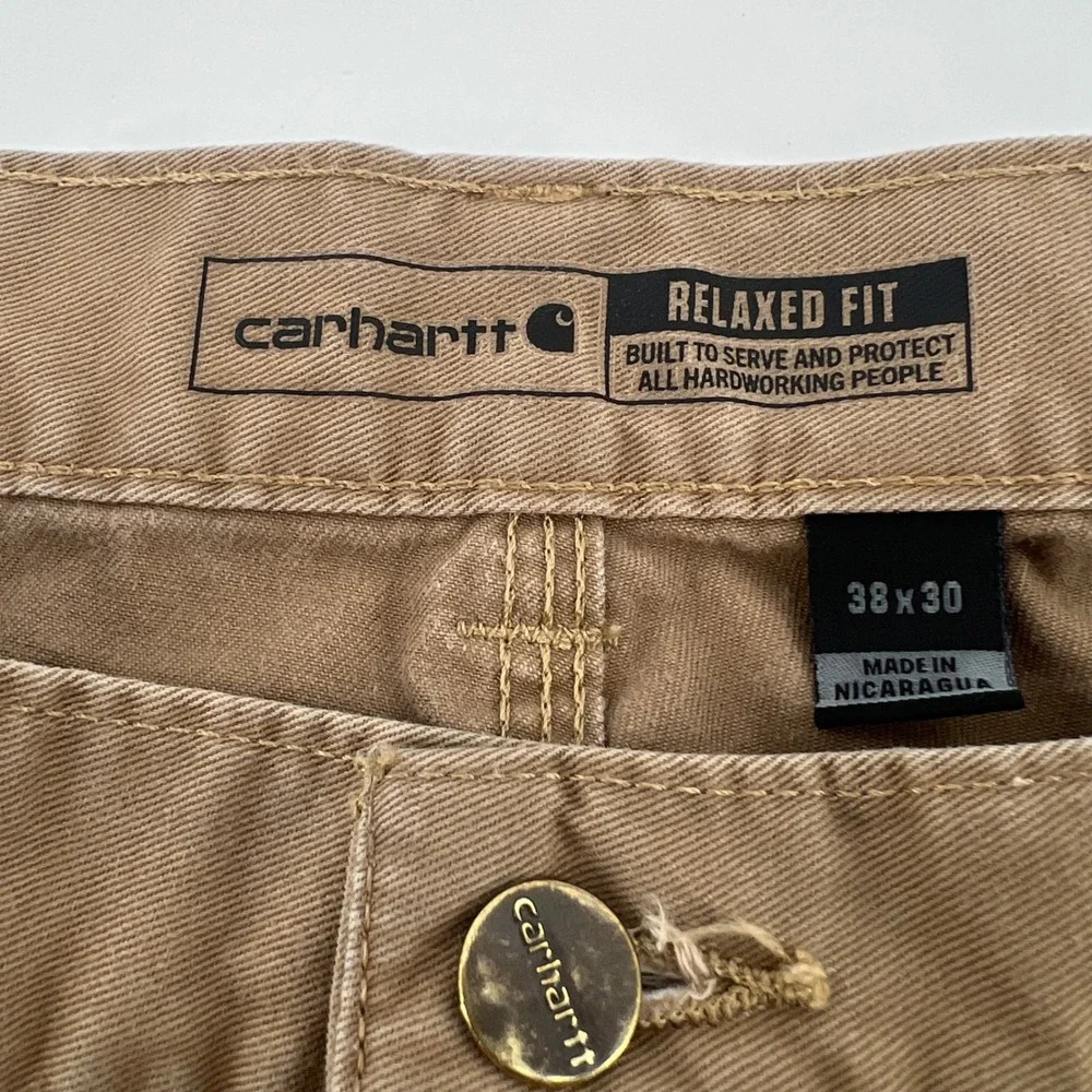 Carhartt B324-DKH Relaxed Fit Utility Work Pants Khaki Mens‎ 38x30 Distressed